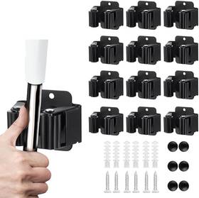 Bmh-12 Jamend Clxp 12pcs Broom And Mop Holder Heavy Duty Garden Tool Organizer 12 Matte Black