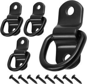 Jamiikury 202209080187 4pcs D-ring Tie Down Anchors 1/4 Inch Black Hooks With Mounting