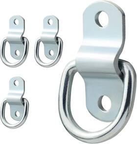 Jamiikury 202209080189 4pcs D-ring Tie Down Anchors 1/4 Inch Silver Hooks With Mounting