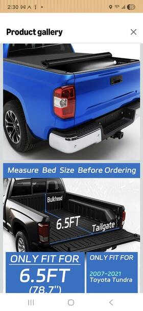 Cmr82053 Jdmspeed For 2007-2021 Toyota Tundra Truck 6.5 Ft Short Bed Soft Roll-up Tonneau Cover