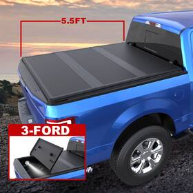 201m042142-n Jmotorparts Truck Tonneau Cover For 04-14 Ford F-150 F150 5.5ft Bed 3-fold Fiberglass On Top