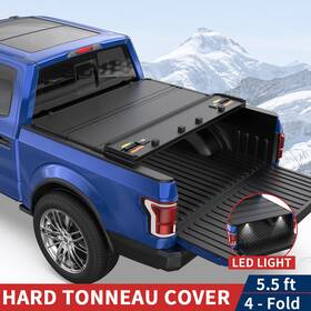 4296bm04240302 Jupiterauto 5.5ft Hard Solid Tonneau Cover For 2014-2021 Toyota Tundra Truck 4-fold With Lamp