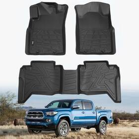 0515 Karpal 644197987173 Floor Mats Fit 2005-2015 Toyota Tacoma Double Cab Footwell Black