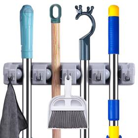 Kus202306 Kiemeu Mop And Broom Holder Wall Mount 3.35 X 14.1 2.56 Inches Grey