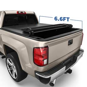 4-fold Ledkingdomus 199449851578 6.6ft Tonneau Cover For 2014- 2018 Chevy Silverado 1500 15-19 2500/3500hd