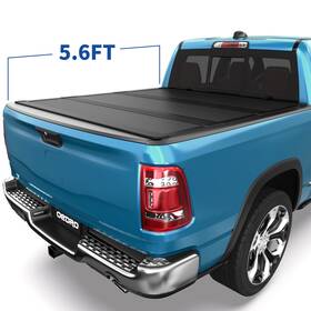 Beyshdu4ym Ledkingdomus Low-profile Hard 3-fold Tonneau Cover For 2009-2018 Dodge Ram 1500 5.6/5.7ft Bed