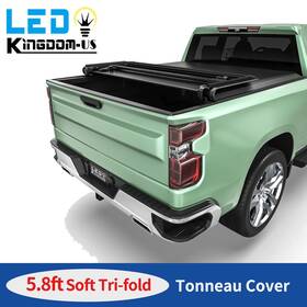 Beyshntec6 Ledkingdomus 5.8ft Bed 3-fold Tonneau Cover For 2014-2018 Chevy Silverado Sierra 1500 With Lamp
