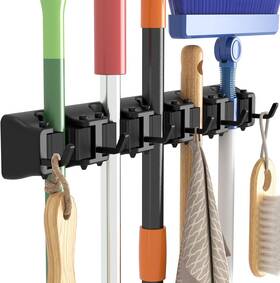 22068 Lifewit Mop And Broom Holder Wall Mount Anti-slip Hanger For Black