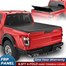 M04214502k Longhongauto 4-fold 6.5ft Frp Black Hard Truck Tonneau Bed Cover For 2015-2026 Ford F150