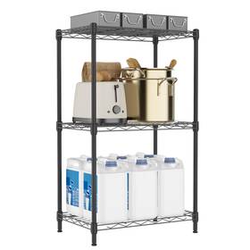 A304575nk301-au M Mzg 3 Tiers Shelf Metal Storage 11.8 Inch D X 17.7 W 28.8 H Black