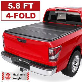 M04254102a Mostplus 5.8ft 4-fold Frp Hard Truck Bed Tonneau Cover For 2016-2024 Nissan Titan On Top