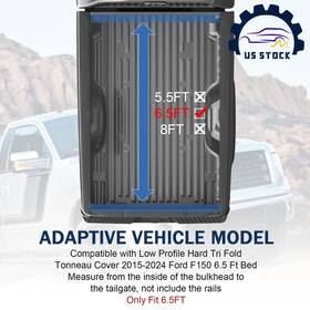 Lt014-mo-h393 Motor1819 Low Profile Hard Tri Fold Tonneau Cover For 2015-2024 Ford F150 6.5ft Bed
