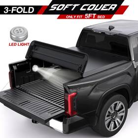 03m32409yf Motorsportplus Tri-fold 5ft Bed Truck Soft Tonneau Cover Waterproof For 2024 Toyota Tacoma