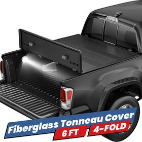 25m04244902f0620 Motorsportplus 6ft 4-fold Fiberglass Hard Truck Bed Tonneau Cover For 2024-2025 Toyota Tacoma