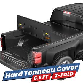 F042210f23 Motorsportplus 3-fold 6.9ft Hard Tonneau Cover For 2020-2025 Chevy Silverado Sierra 2500 3500hd