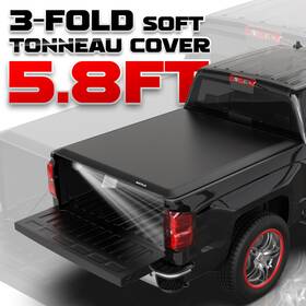 10m3220502p20 Motorstarship 5ft8 Inch 3-fold 5.8ft Soft Truck Bed Tonneau Cover For 07-13 Silverado Gmc Sierra