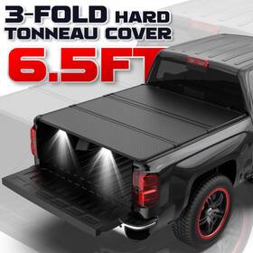 620m042105p620 Motorstarship 6.5ft Tri-fold Hard Tonneau Cover For 2015-25 Ford F-150 Long Bed Truck With Led