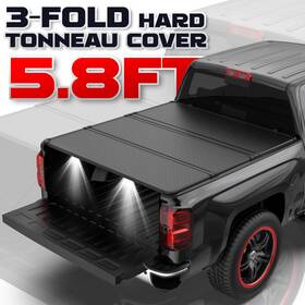 620m042301p620 Motorstarship 5.7/5.8ft 3-fold Hard Tonneau Cover For 2009-25 Ram 1500 Truck Bed With Led Lamp
