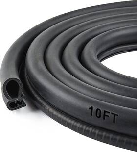 Myfamirea 073681423970 Car Door Rubber Seal Strip With Side Bulb 10 Feet Pvc Black