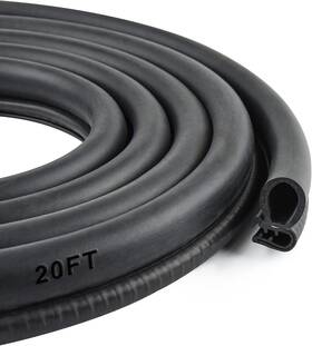 Myfamirea 736814023965 Car Door Rubber Seal Strip With Side Bulb 20 Feet Pvc Trim 20ft Black