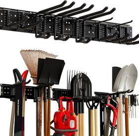 Tr-007 Nattydot Garage Tool Organizer Wall Mount 49.5inch With 9 Hooks Ski Rack For Black