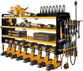 Tr001 Nattydot Power Tool Organizer Wall Mount With Charging Station 8 Drill Holder Yellow