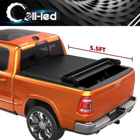 Beyshephf2 Oedro 4-fold 5.5ft Soft Tonneau Cover For 2014- 2021 Toyota Tundra Truck Bed With Lamp