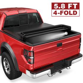 18m32301 Osias 5.7ft 68 Inch 4-fold Tonneau Cover For 2009-2025 Dodge Ram 1500 Truck Bed With Lamp