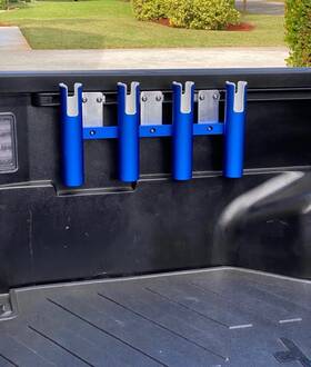 0ddbrrh22505 Outdoorsmens Depot Tundra/tacoma Bed Rail Fishing Blue Anodized 4-rod/pole Holder Mount Usa