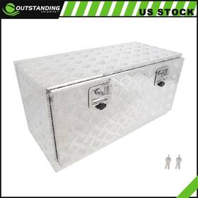 Ou183173parts Outstanding-carparts Aluminum Storage Tool Box With 2x Chain 36 Inch X 17 X18 For Truck Garage Home Office