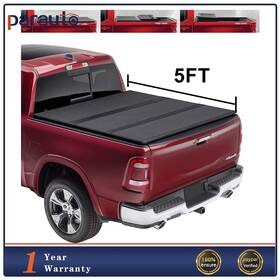 Pa16601ra655s Parautostore 5ft Tri-fold Hard Tonneau Cover Truck Short Bed For Toyota Tacoma 2016-2017