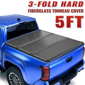 Perfit Zone T3ty1625-50pz 5ft Hard 3-fold Frp Tonneau Cover For 2016-2025 Toyota Tacoma Truck Bed With Led