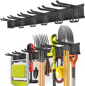 Gs02 Piyilo Garage Organization Wall Mount With 48 Inches Rails And 6 Black