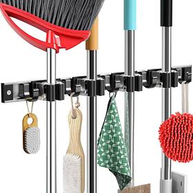 Ja005-4-b-2 Piyl Mop And Broom Holder Wall Mount Metal Heavy Duty Utility 1 Pack 4r5h Black