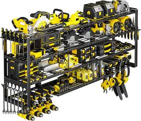 Pkp-0025 Pokipo 64 Inch W Power Tool Organizer Wall Mount Heavy Duty 8-drill Cordless Drill Black