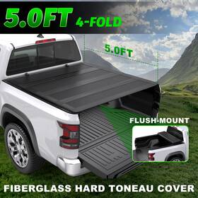 X1m042661x Poleparts 5ft 4-fold Low Profile Tonneau Cover For 2020-2026 Jeep Gladiator Jt Bed
