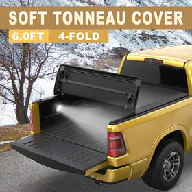 X1m32412x Poleparts 6ft 4-fold Soft Truck Bed Tonneau Cover For 2016-2025 Toyota Tacoma With Led
