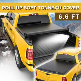 X1m44200x Poleparts 6.6 Ft Bed Roll Up Tonneau Cover For 2014-26 Chevy Silverado Gmc Sierra With Led