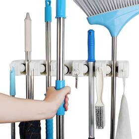 Qtjh 791258292223 Broom And Mop Holder Wall Mounted Storage Cleaning Tools One 5slots Write