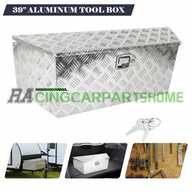 Racingcarpartshome R821319 39 Inch Lx15.5 Wx12 H Pick Up Trailer Truck Bed Tool Box Storage Heavy Duty Aluminum