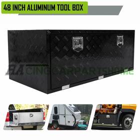 R821621 Racingcarpartshome 48x24x18 Aluminum Stripes Plated Tool Box Underbody Truck Bed Pick Up Rv Trailer