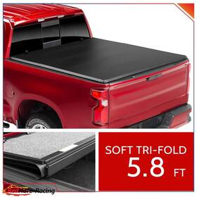 R15224ed308hare Redhare Tri-fold Bed Soft Tonneau Cover For Silverado Sierra 1500 2019-2024 Truck 5.8ft