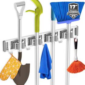 4r5h Reliahom 712215987655 Broom Holder Mop Hanger Wall Mount Metal Organization 1 Pack Silver