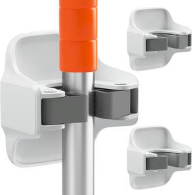 Reliahom 786188806237 3 Pack Broom Holder Wall Mount Mop Grippers No Drilling 1rack White