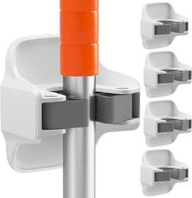 Reliahom 786188806268 5 Pack Broom Holder Wall Mount Mop Grippers No Drilling 1rack White