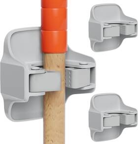 Reliahom 786188806428 3 Pack Broom Holder Wall Mount Mop Grippers No Drilling 1rack Gray
