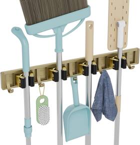 4r5h Reliahom 786188806626 Broom Holder Wall Mount Mop And Hanger Mounted 1 Pack Bronze