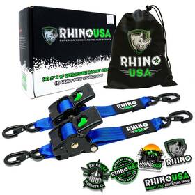 Rhino Usa Td-rsre2x10-blu Retractable Ratchet Straps 2 Pack Inch X 10 Ft Blue