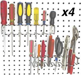 Psdh-c-4 Right Arrange Pegboard Screwdriver Holder 4-pack - Hooks To Any Peg 4 Pack Zinc Plated