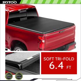 Cnf15212fv8312 Scitoo 6.4ft For 09-23 Ram Heavy Duty Tonneau Cover Soft Tri-fold